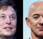 Jeff Bezo (derecha) fundador del grupo Blue Origin, es el hombre más rico del mundo con 202.000 millones de dólares, mientras que Elon Musk (derecha), el excéntrico patrón de Tesla y SpaceX, ocupa la tercera posición con 167.000 millones de dólares, según Forbes. / Foto: AFP